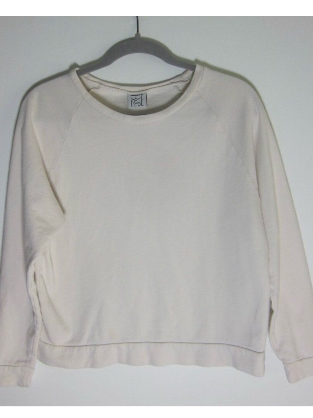 Baserange XS Organic Cotton Cropped Sweatshirt Ivory Made in Portugal